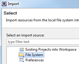 Import SDK by selecting File system
