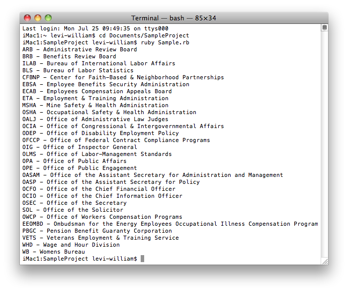 Run the appliation to see a list of Agencies printed to the terminal